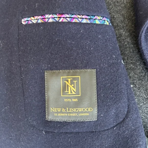 New & Lingwood Navy Wool Coat men 42